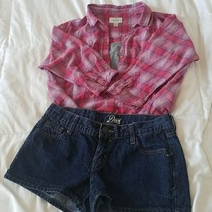 American Eagle Pink Plaid Button Down